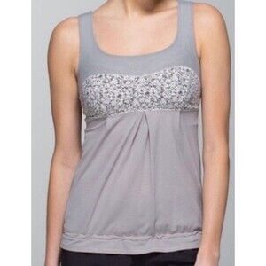 Lululemon Size 8 Elevate Tank Top Gray Floral